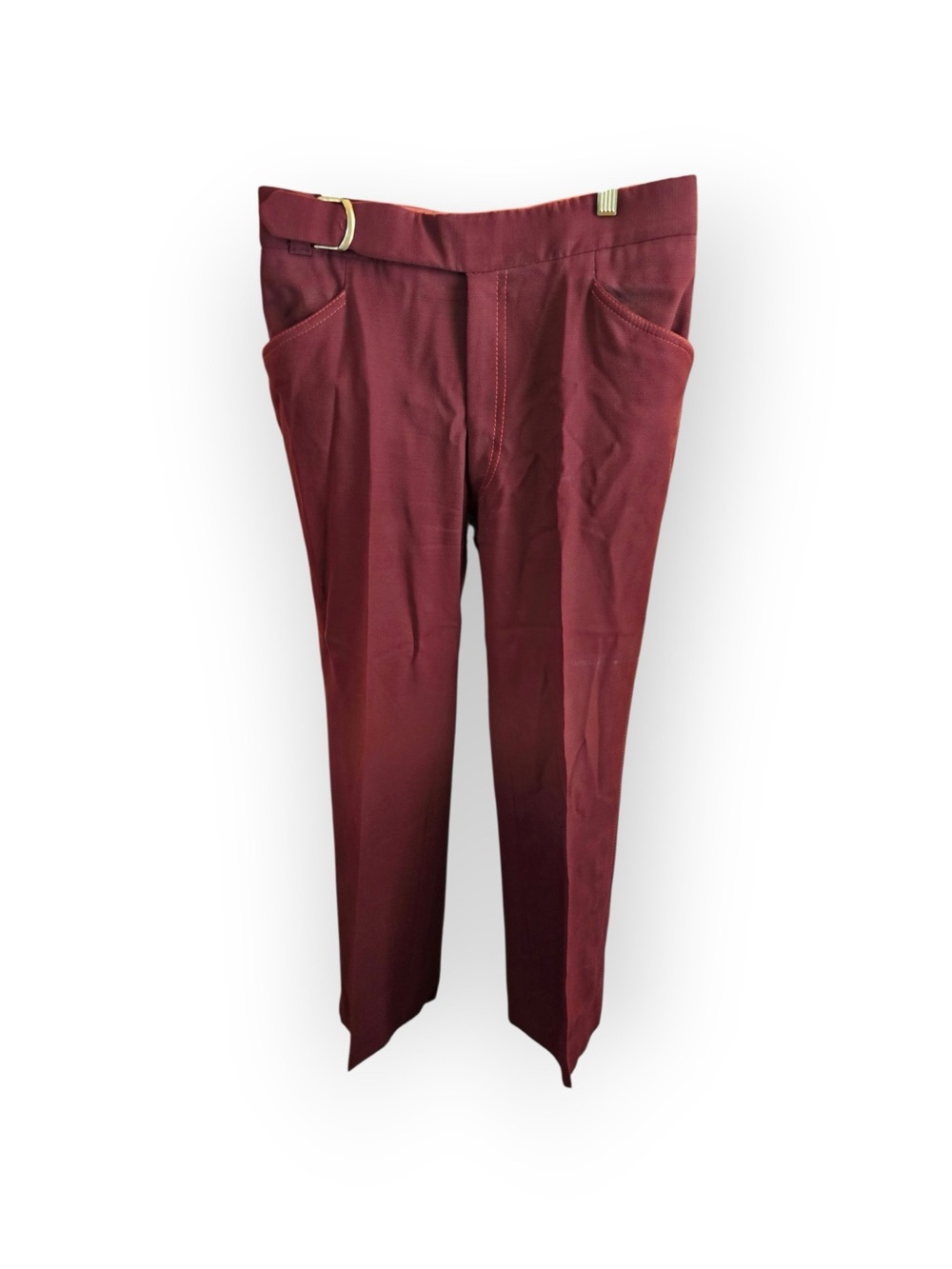 Vintage Mort Wallin Maroon Dress Pants 30x30 High Rise Side Buckle Trousers